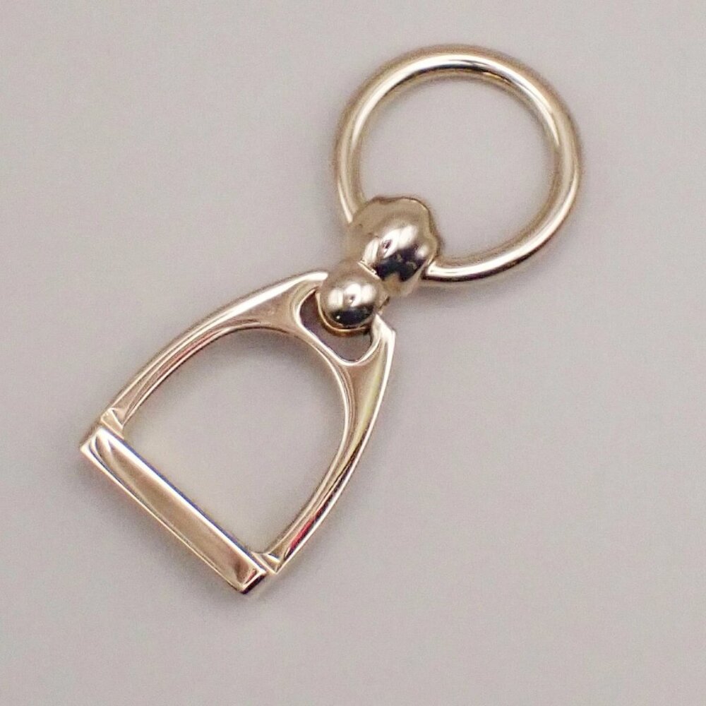 HERMES Logo Charms Etrier Twilly Ring Palladium Plated brass Italy - Picture 4 of 13